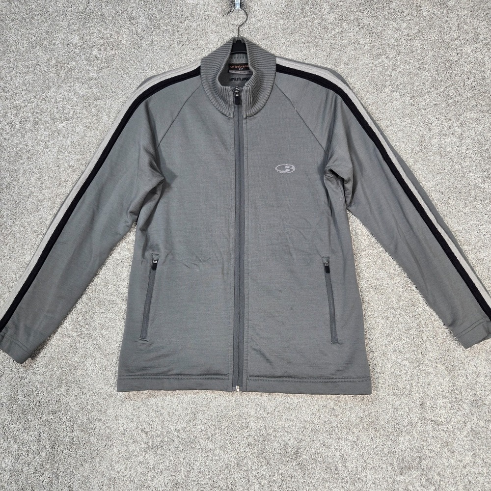 Icebreaker EXP womens Medium New Zealand Merino Wool Full Zip Grey